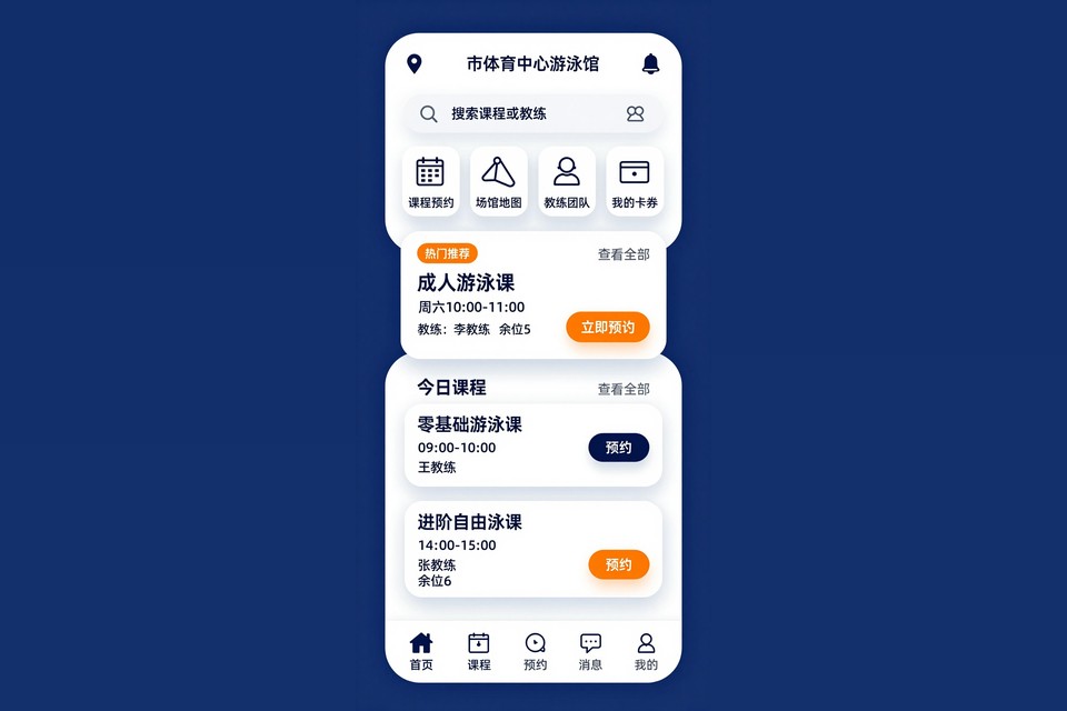 连锁游泳馆小程序开发案例:课程预约从电话登记到在线排课