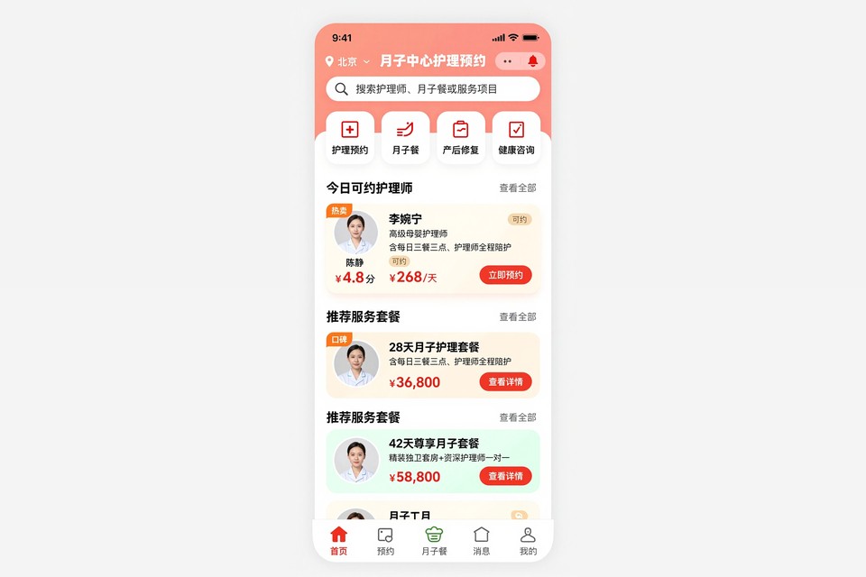 月子中心护理预约小程序开发案例：从电话排期到在线预约护理师