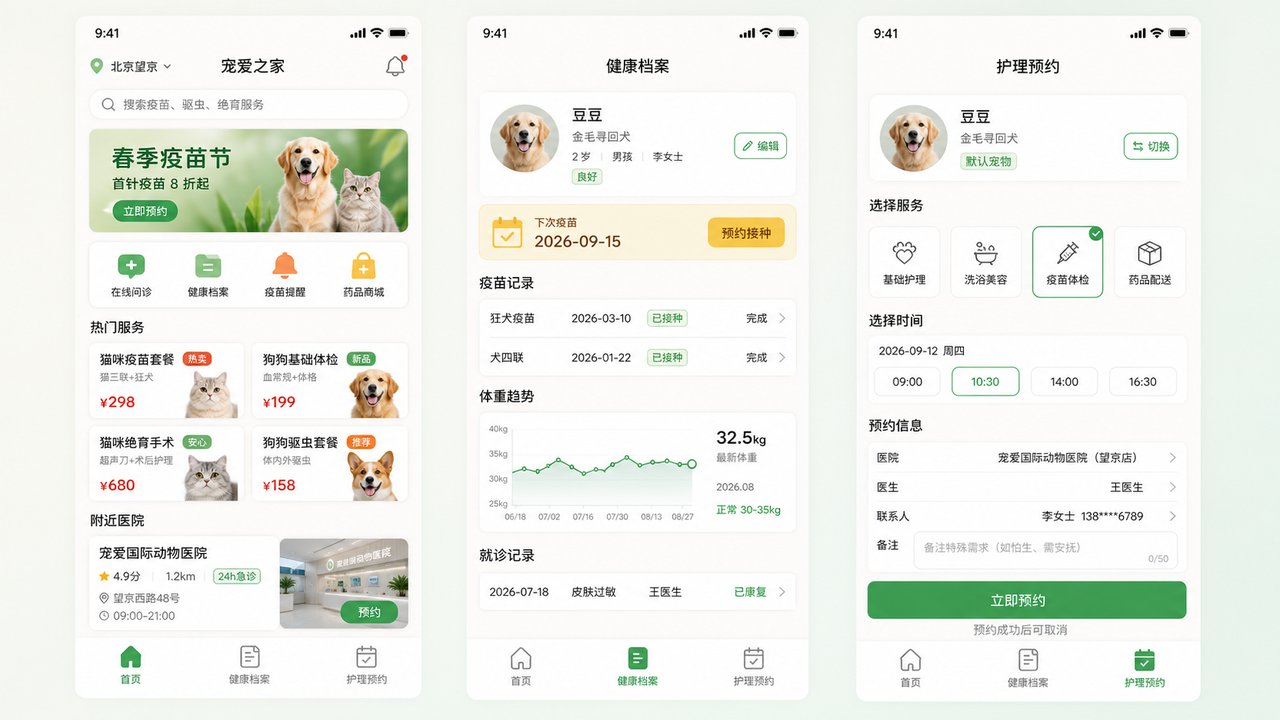 连锁宠物医院小程序开发案例:电话本子退场,宠物档案上线