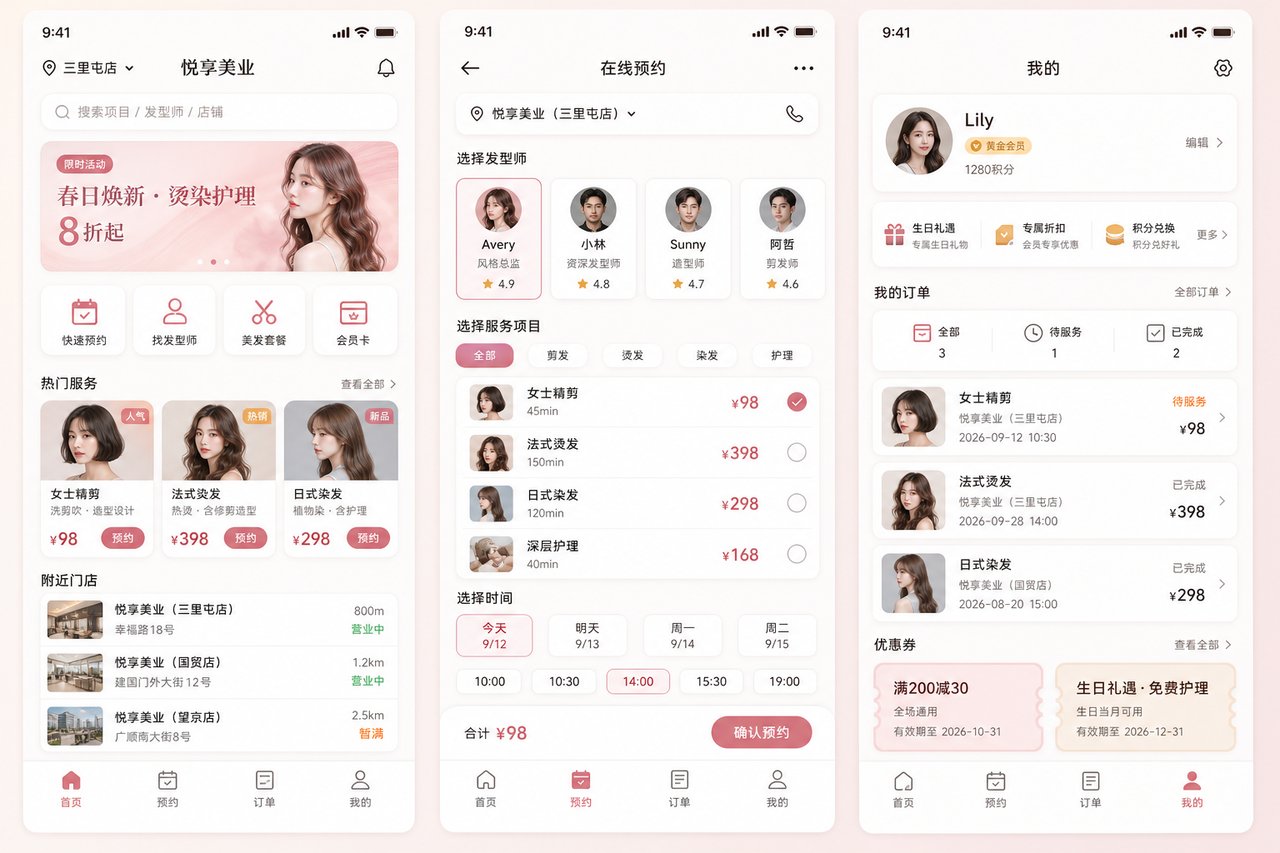 美容美发店预约小程序开发案例:从纸质排班到在线约档期
