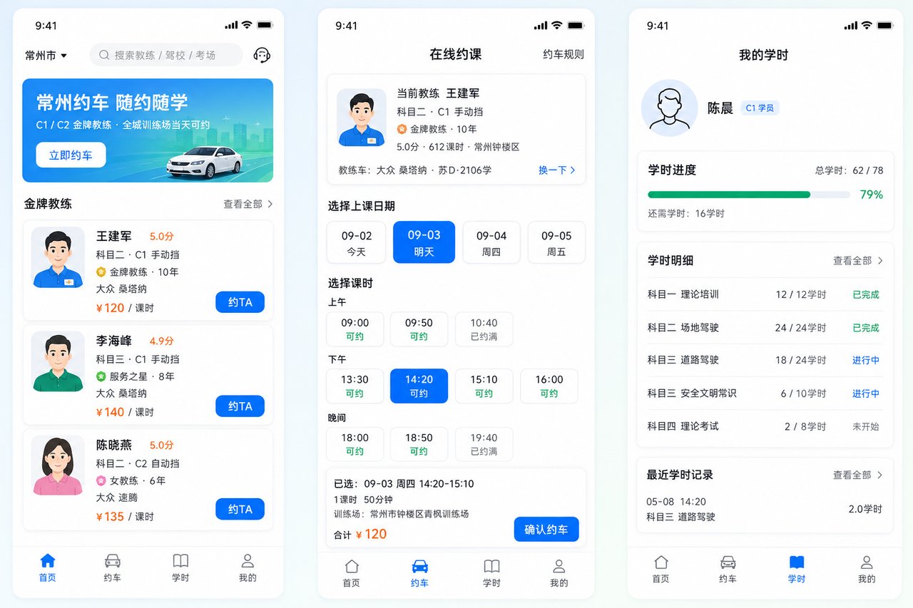 驾校教练约车小程序开发案例:从教练手动排期到学员线上锁定档位