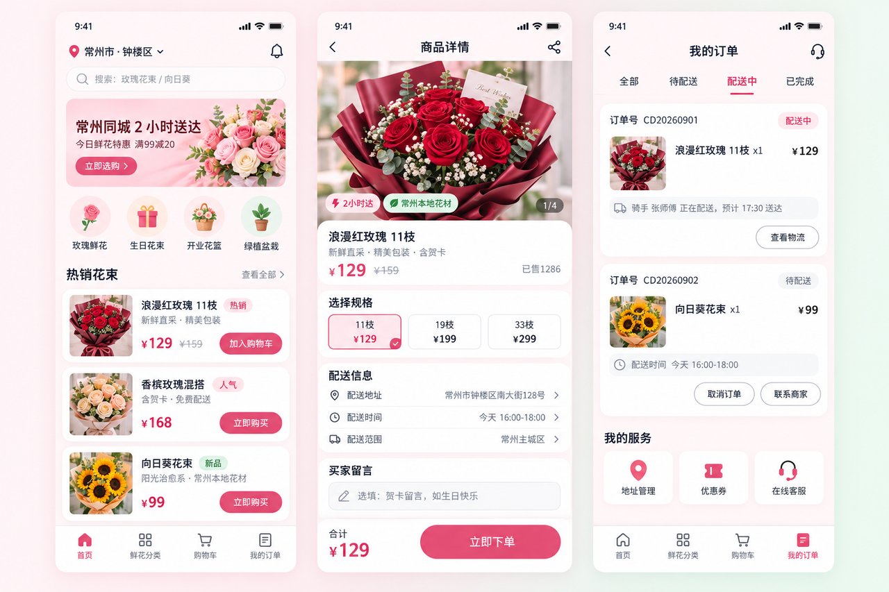鲜花店同城配送小程序开发案例:从电话接单到骑手路线自动排