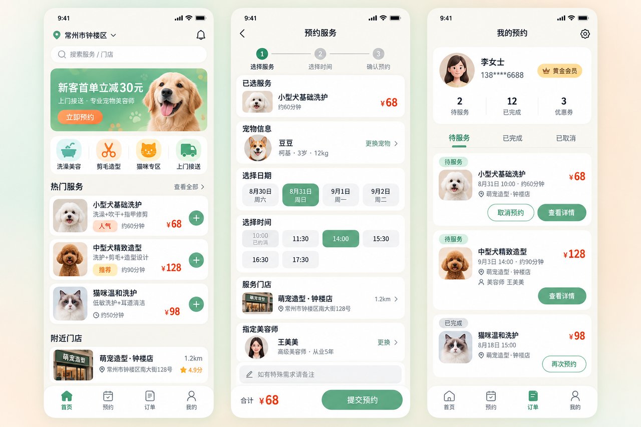 宠物美容店预约小程序开发案例:从电话排班到在线选时段