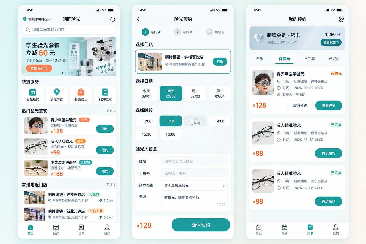眼镜店验光预约小程序开发案例:从电话登记到到店即测