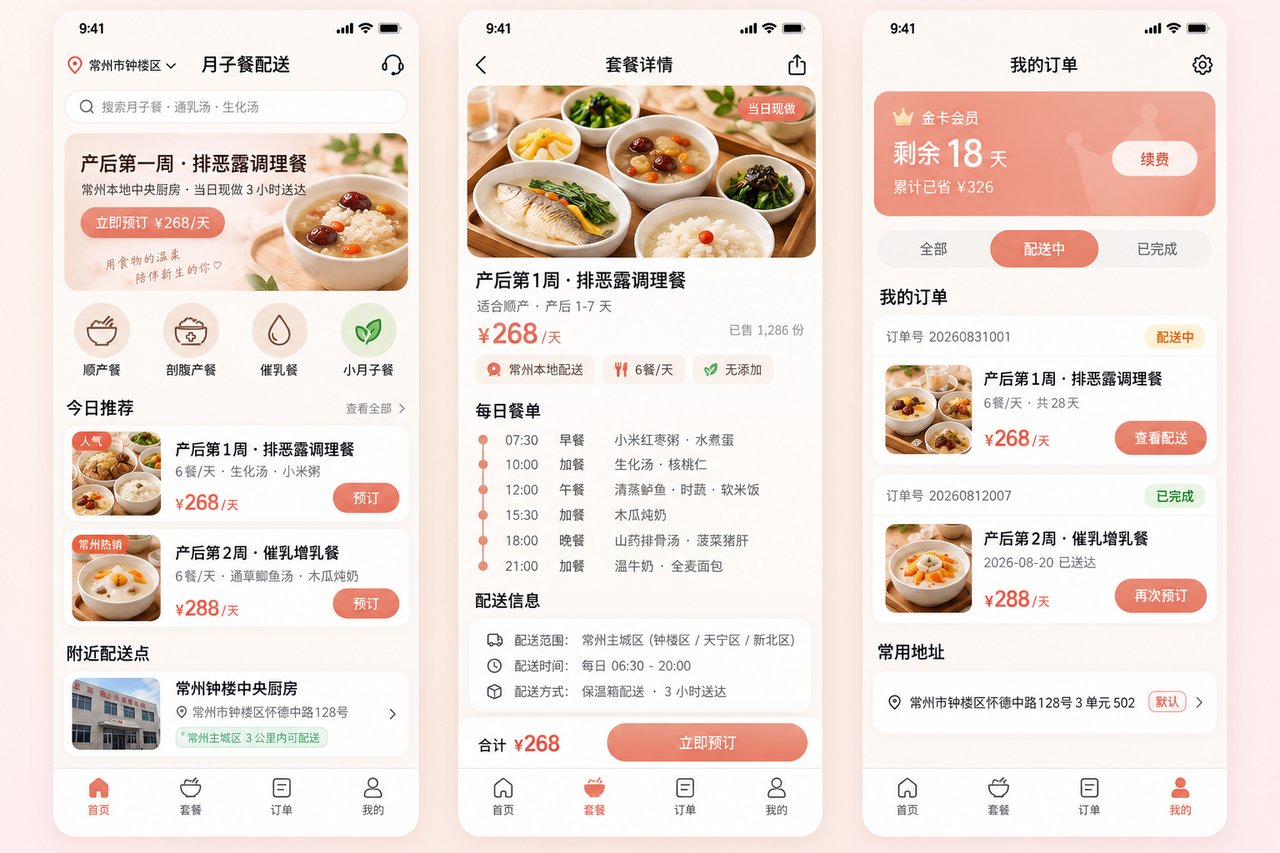 月子餐配送小程序开发案例:从Excel手工排餐到按产后周数自动推送