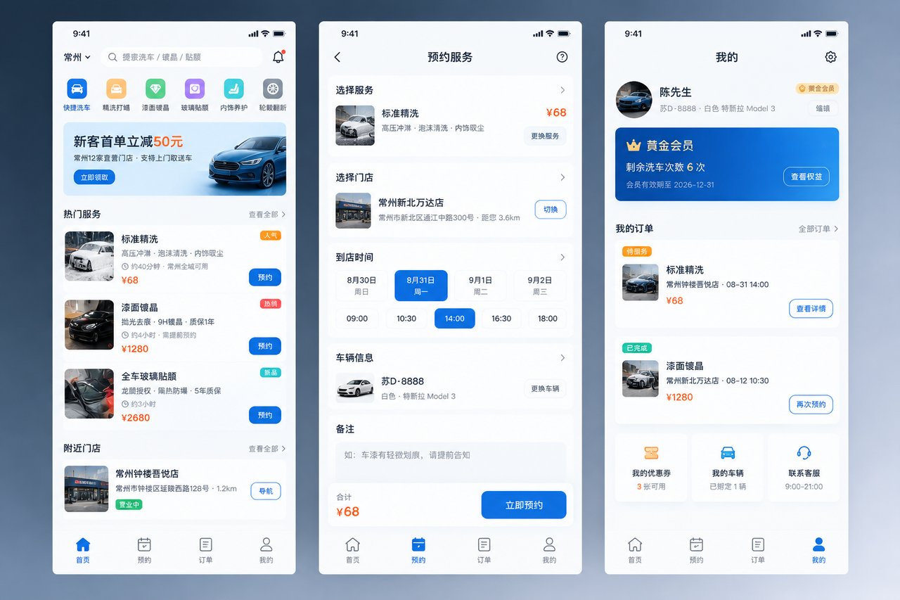 汽车美容店预约小程序开发案例:从电话排队到工位时段在线预约
