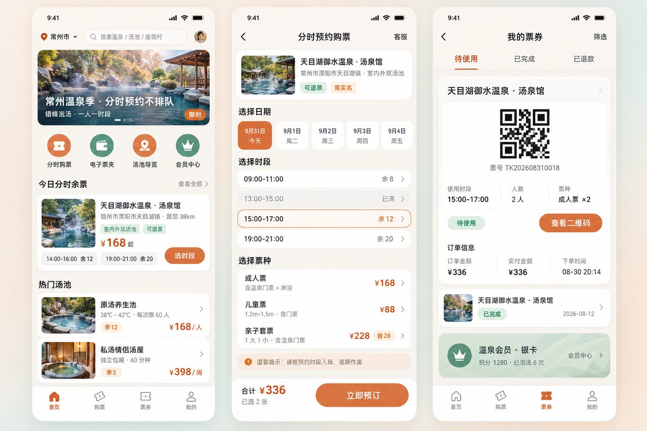 温泉度假区票务小程序开发案例:从窗口排队到分时预约入场