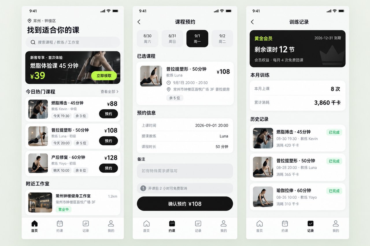 健身工作室约课小程序开发案例:从微信群接龙到会员在线约课