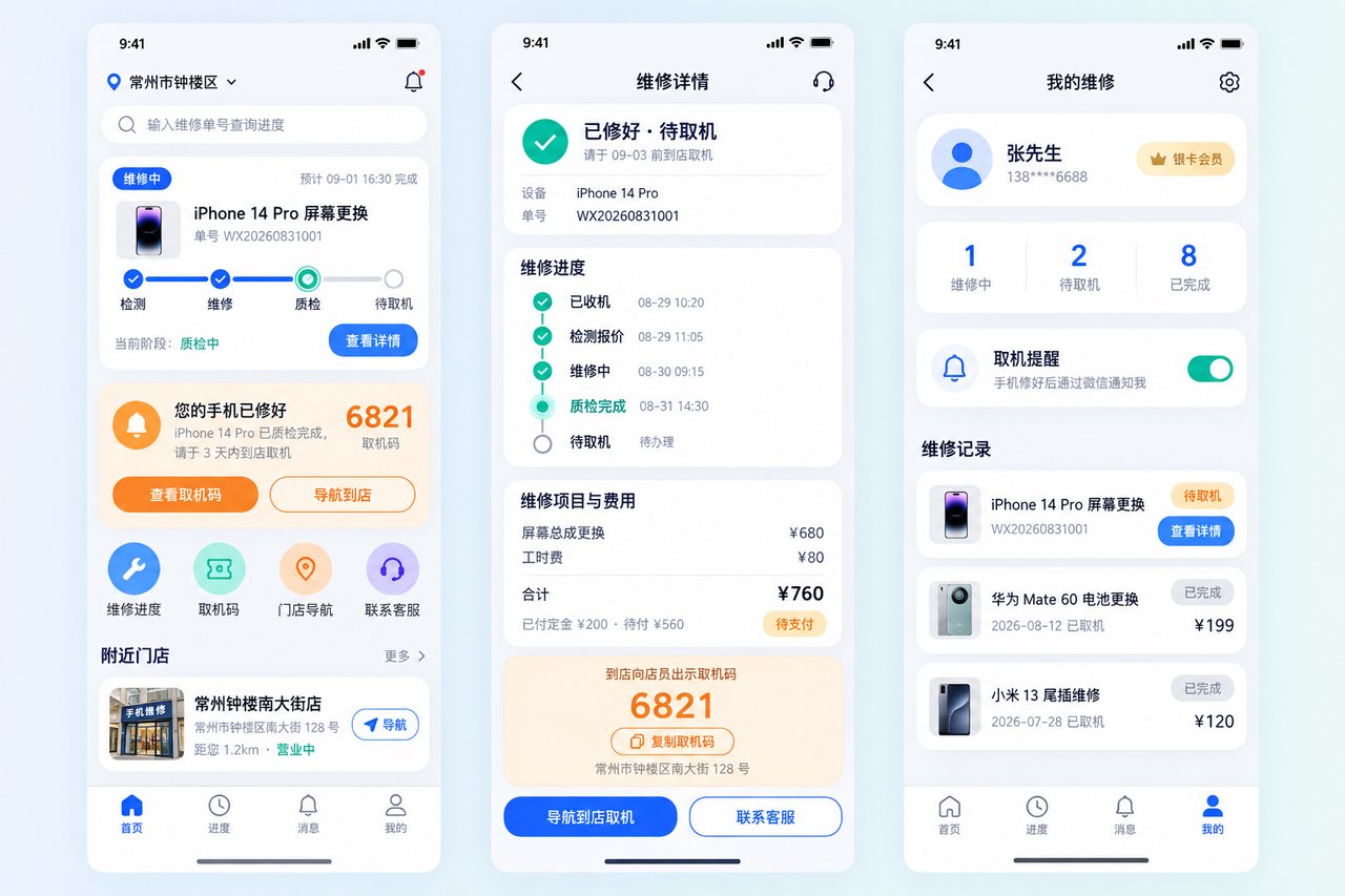 手机维修取机提醒小程序开发案例:从挨个打电话到完工自动通知