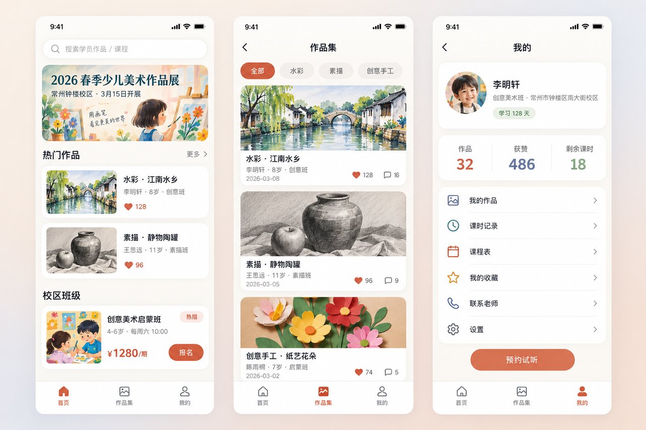 美术培训机构小程序开发案例:从纸质作品册到作品集在线归档