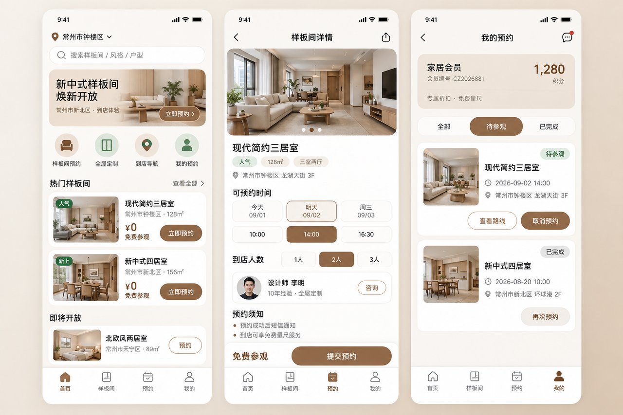 家具店小程序开发案例:样板间预约从电话排期到时段自选